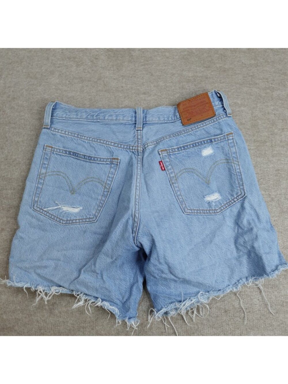 Levi's 501 Womens Hot Shorts 28 Blue Cut Off Distressed Big E